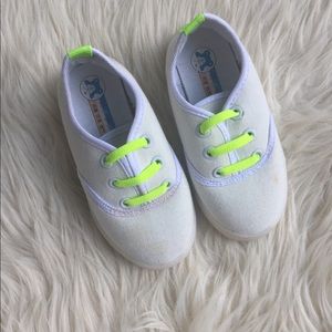 Toddler Girls White and Neon Keds